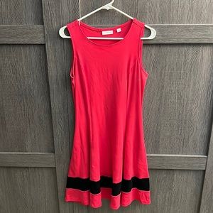 Pink and black cocktail dress with pockets